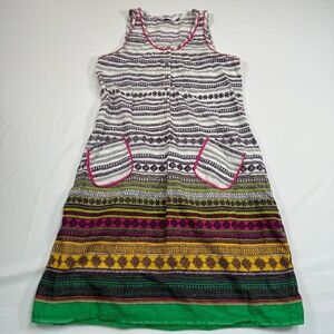 Biba Sleeveless Kurti Long Top Womens Sz 32 Multicolor Print Pullover Side Slit